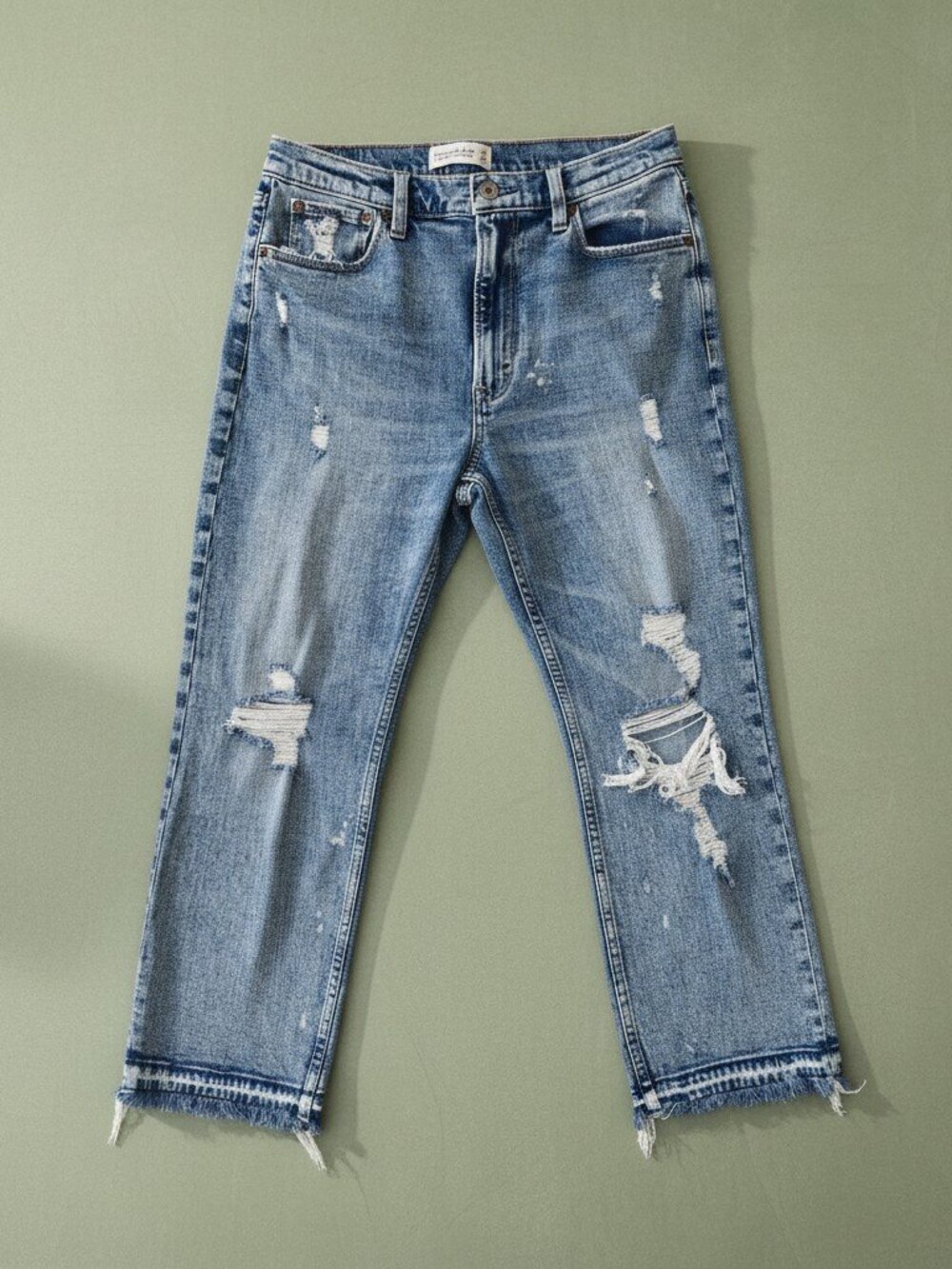 Abercrombie & Fitch Ultra High Rise Ankle Straight Jeans 29/8 Distressed